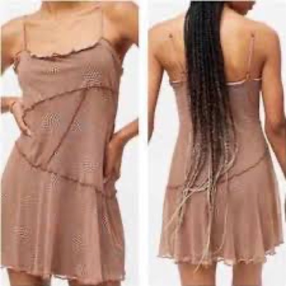 Urban Outfitters Moxie Mesh Mini Slip Dress Neutral Sz XS - Picture 13 of 13